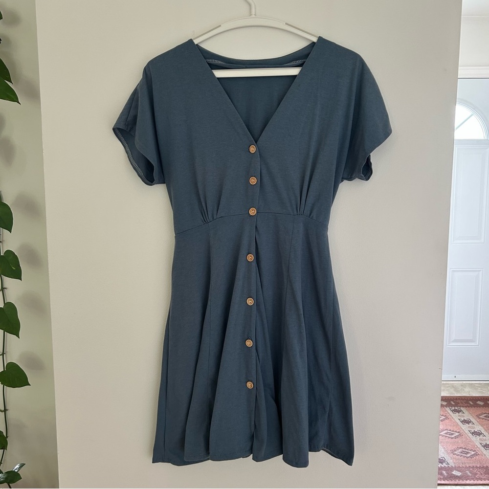 Blue Button-Up Mini Sundress